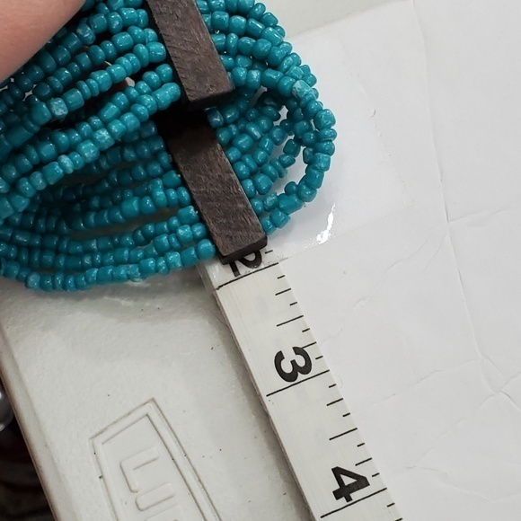 Faux Turquoise Beaded Bracelet Wood Brown Southwes - Picture 8 of 8